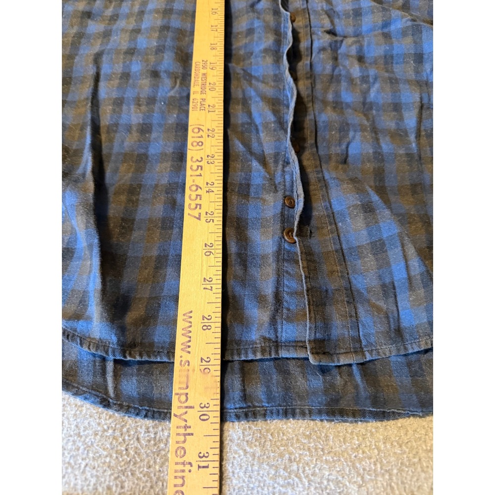 Pendleton Mens XL Blue Black Pima Cotton Merino Wool Buffalo Check Flannel Shirt - Picture 8 of 8